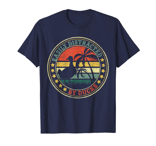 Retro Easily Distracted By Ducks Funny Vintage Style Saying T-Shirt