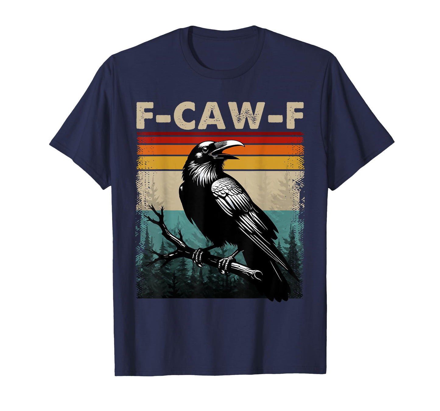 F-Caw-F Black Crow Black Bird Retro Sunset Vintage F-Caw-F T-Shirt