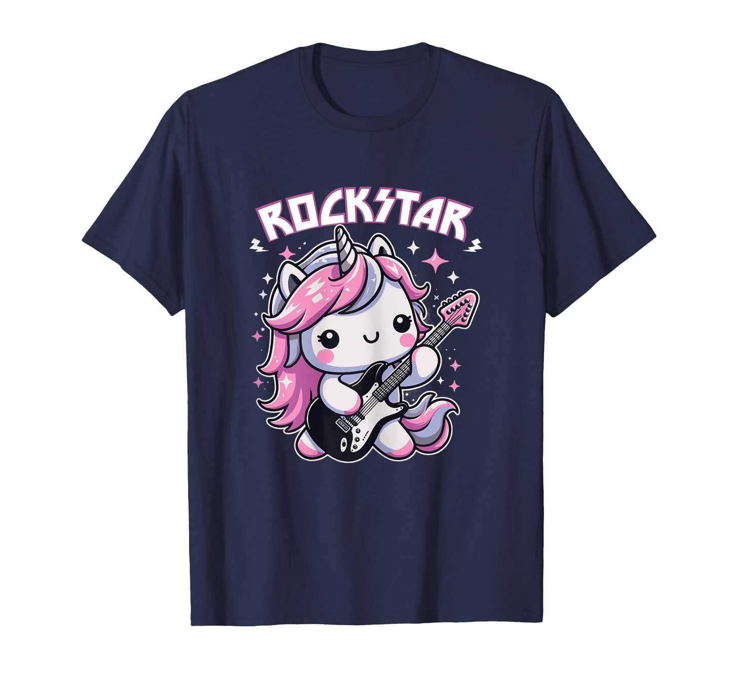 Rockstar Unicorn Playing Guitar Guitarist Kids Girls T-Shirt