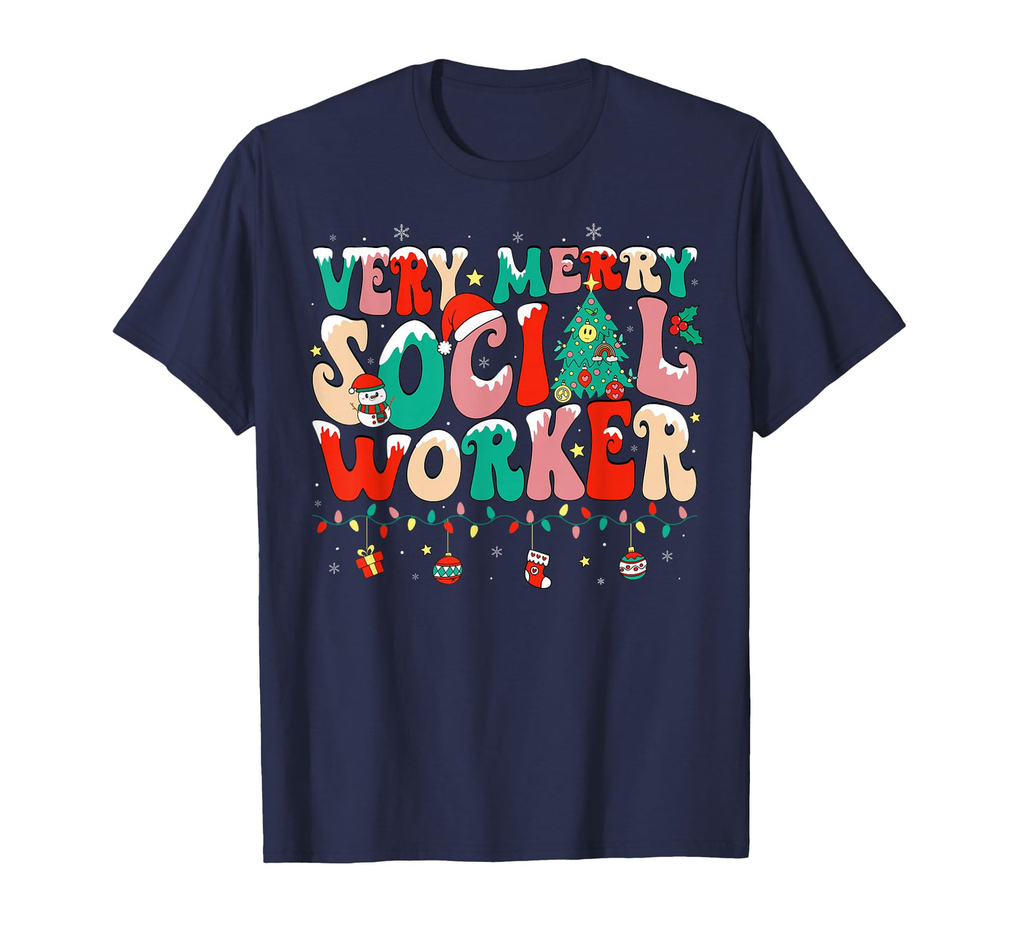 Very Merry Social Worker Xmas Cool Christmas Social Worker T-Shirt