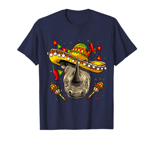 Cinco de Mayo Poncho Rhinoceros Sombrero Mexican Rhino Lover T-Shirt