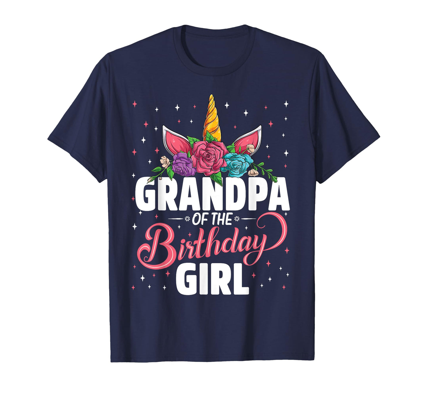 Grandpa Of The Birthday Girl Unicorn Girls Family Matching T-Shirt