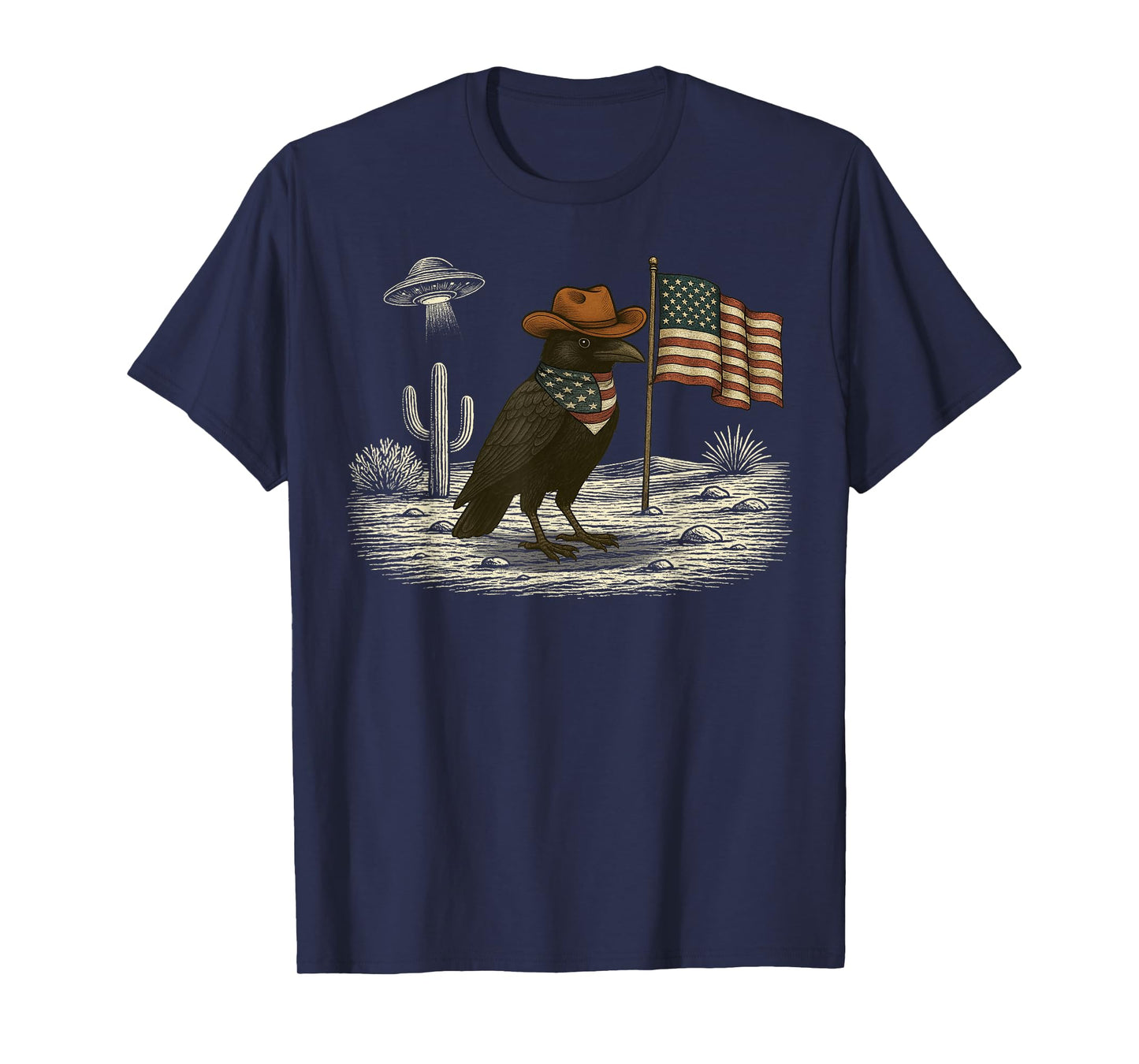 Crow 4th of July US American Flag Patriotic T-Shirt