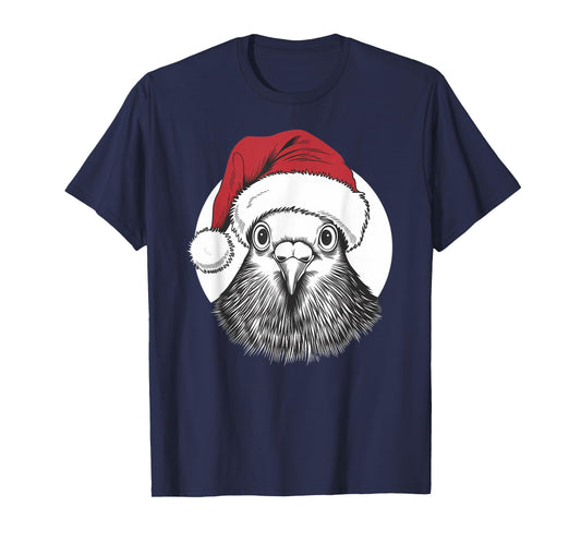 Joyful Pigeon Santa on Pigeon Christmas T-Shirt