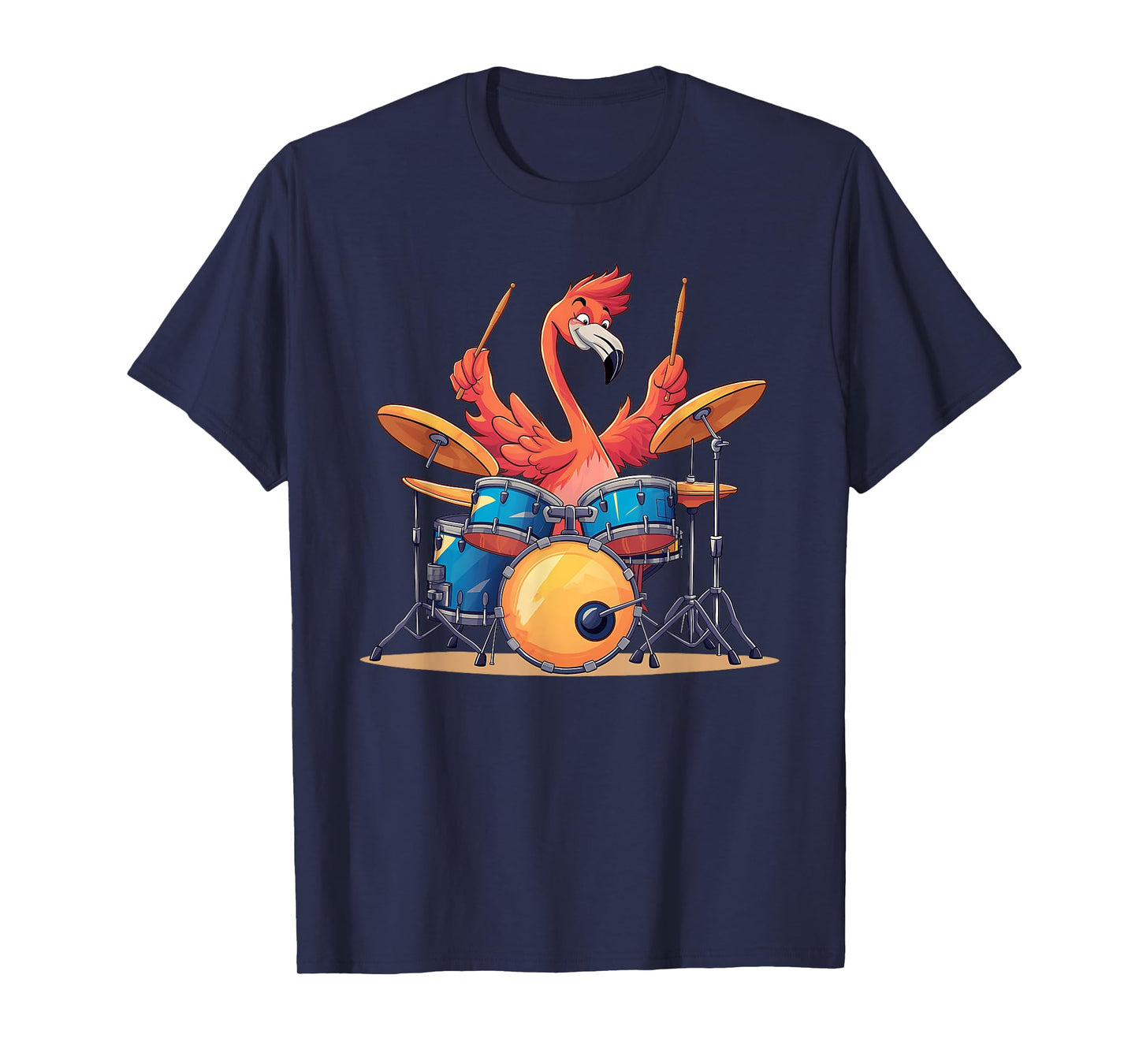 Cute Flamingo Playing Drums Flamingos Drummer Music T-Shirt