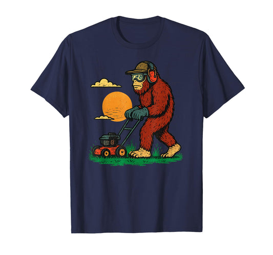 Sasquatch Lawn Mower Vintage Lawn Mower Dad Funny Lawn Mower T-Shirt