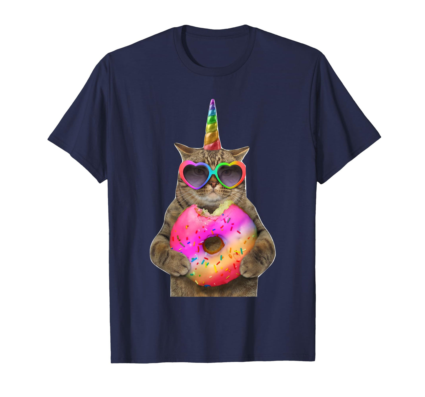 Humor cat with donut, Funny cat bites donut T-Shirt for Men Women Kids