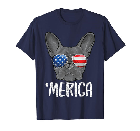 Merica French Bulldog Dog 4th of July American Flag T-Shirt for Women Kids Men