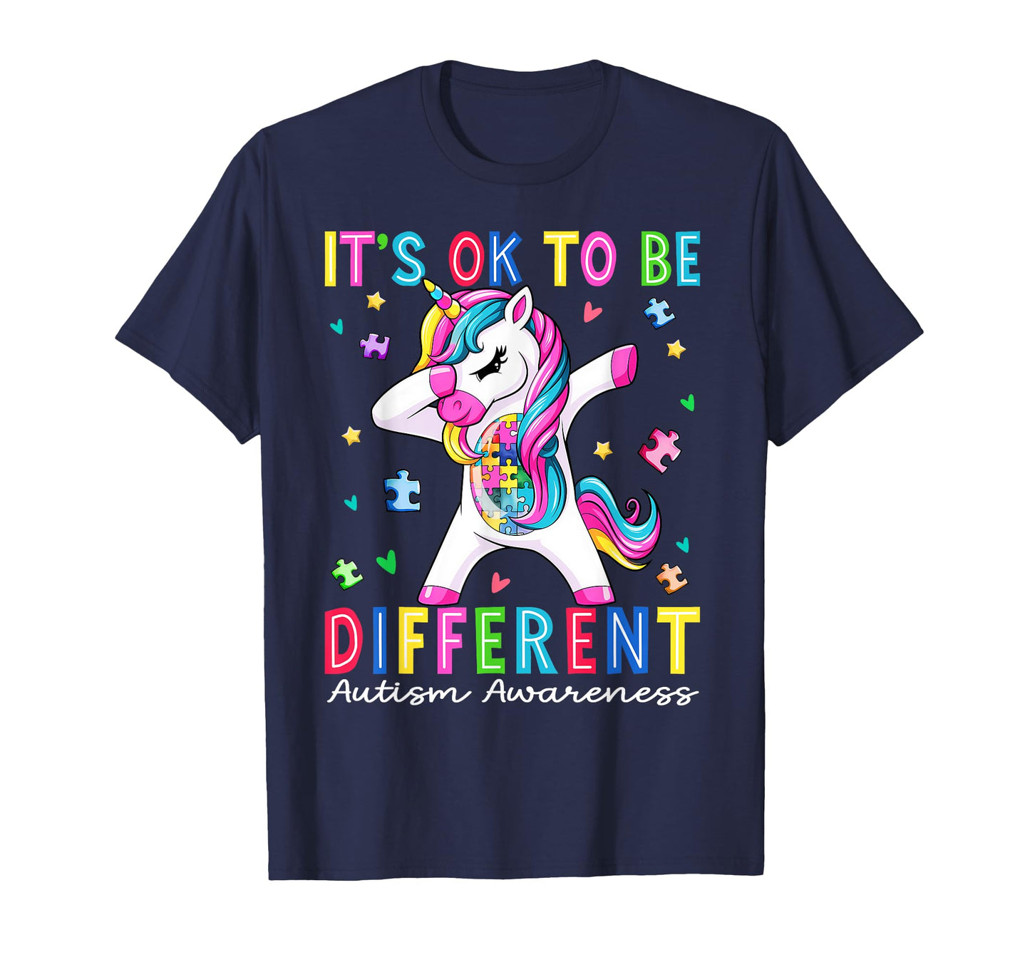 Cute Unicorn It is Ok To Be Different Autism Awareness Girls T-Shirt