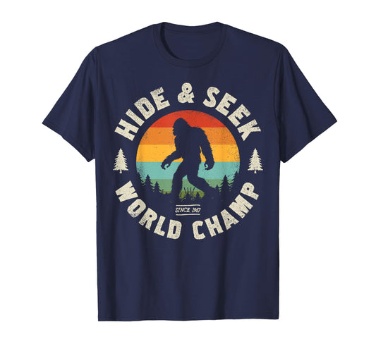 Bigfoot Hide And Seek World Champion Sasquatch Retro Vintage T-Shirt