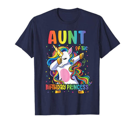 Aunt of the Birthday Princess Dabbing Unicorn Girl T-Shirt