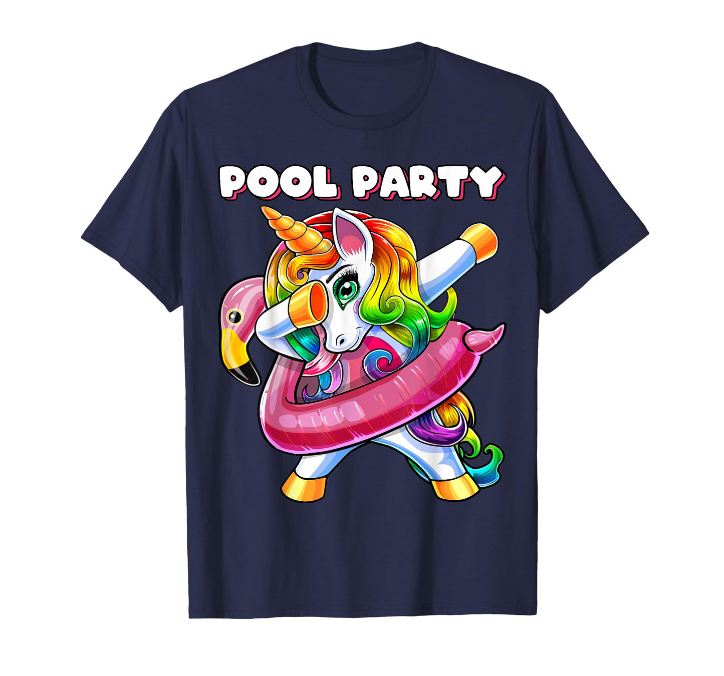 Pool Party Flamingo Float Dabbing Unicorn Girls Women Summer T-Shirt