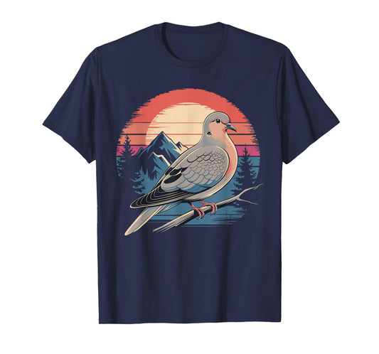 Mourning Dove Bird Lover Vintage Retro Sunset Bird Watching T-Shirt