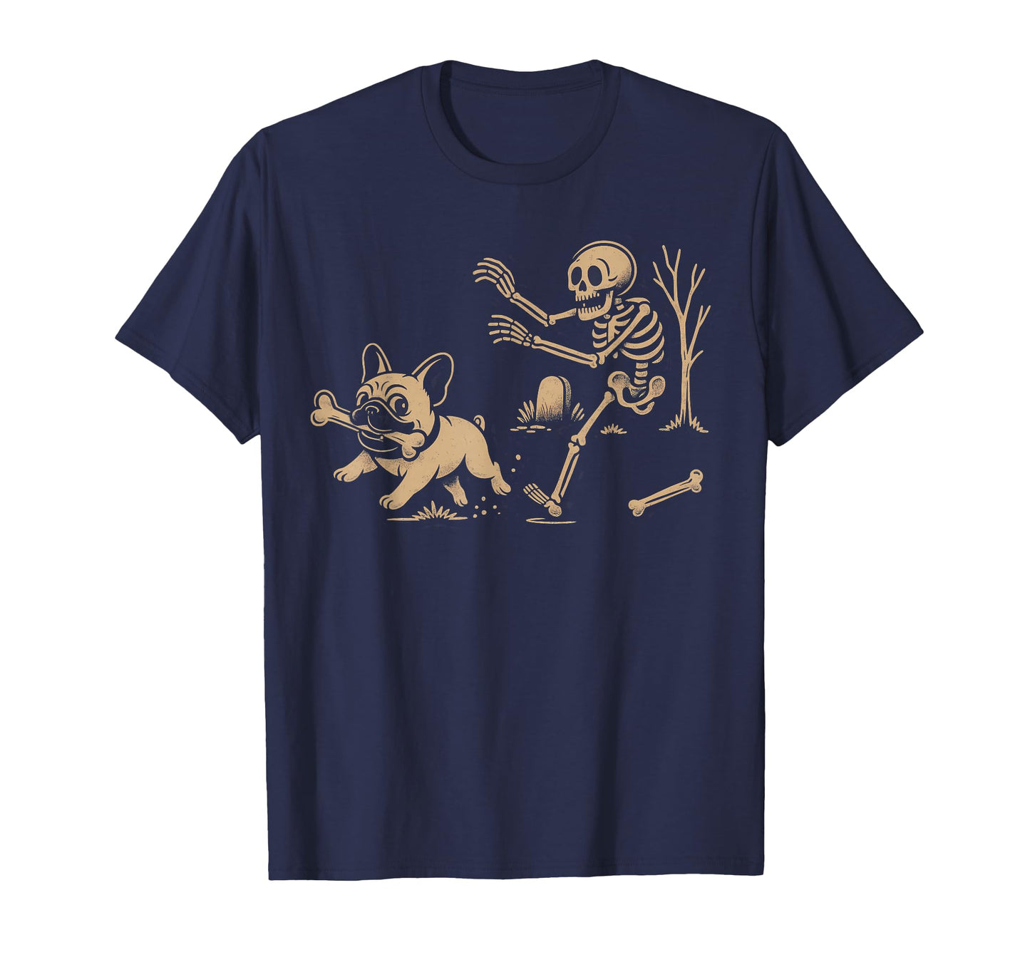 French Bulldog Halloween Frenchie Skeleton Chase Spooky T-Shirt