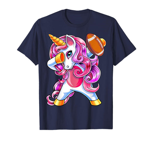 Dabbing Unicorn Football Shirt Unicorn Football Gift Girls T-Shirt