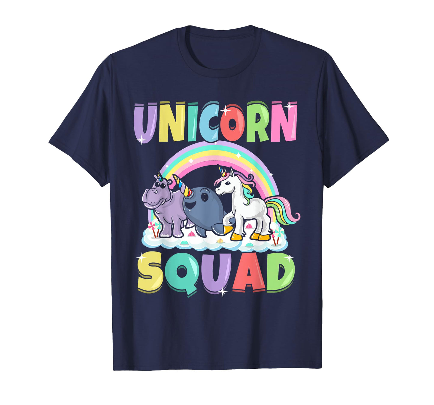 Unicorn Squad Rhino Narwhal Magical Creatures Cute Girly T-Shirt