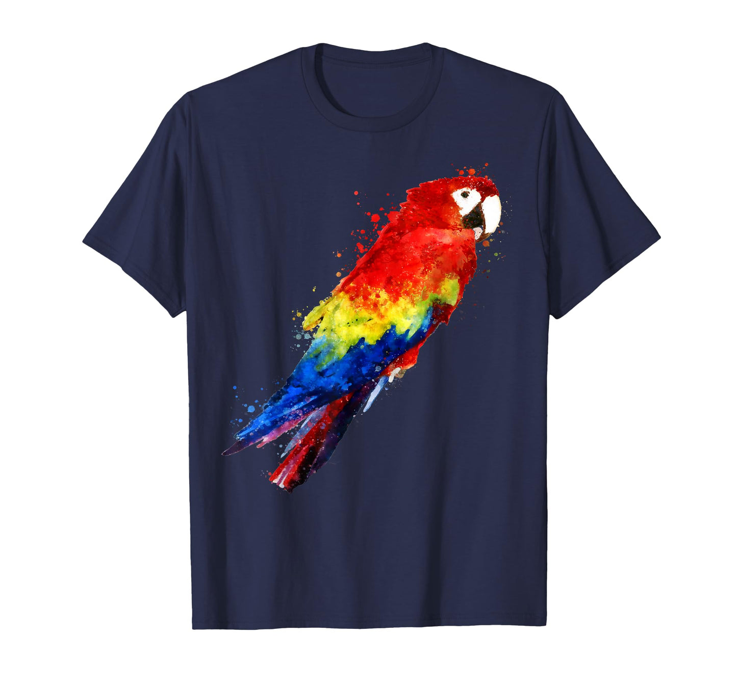 Colourful Scarlet Red Macaw Parrot Bird Painting of Watercolour T-Shirt