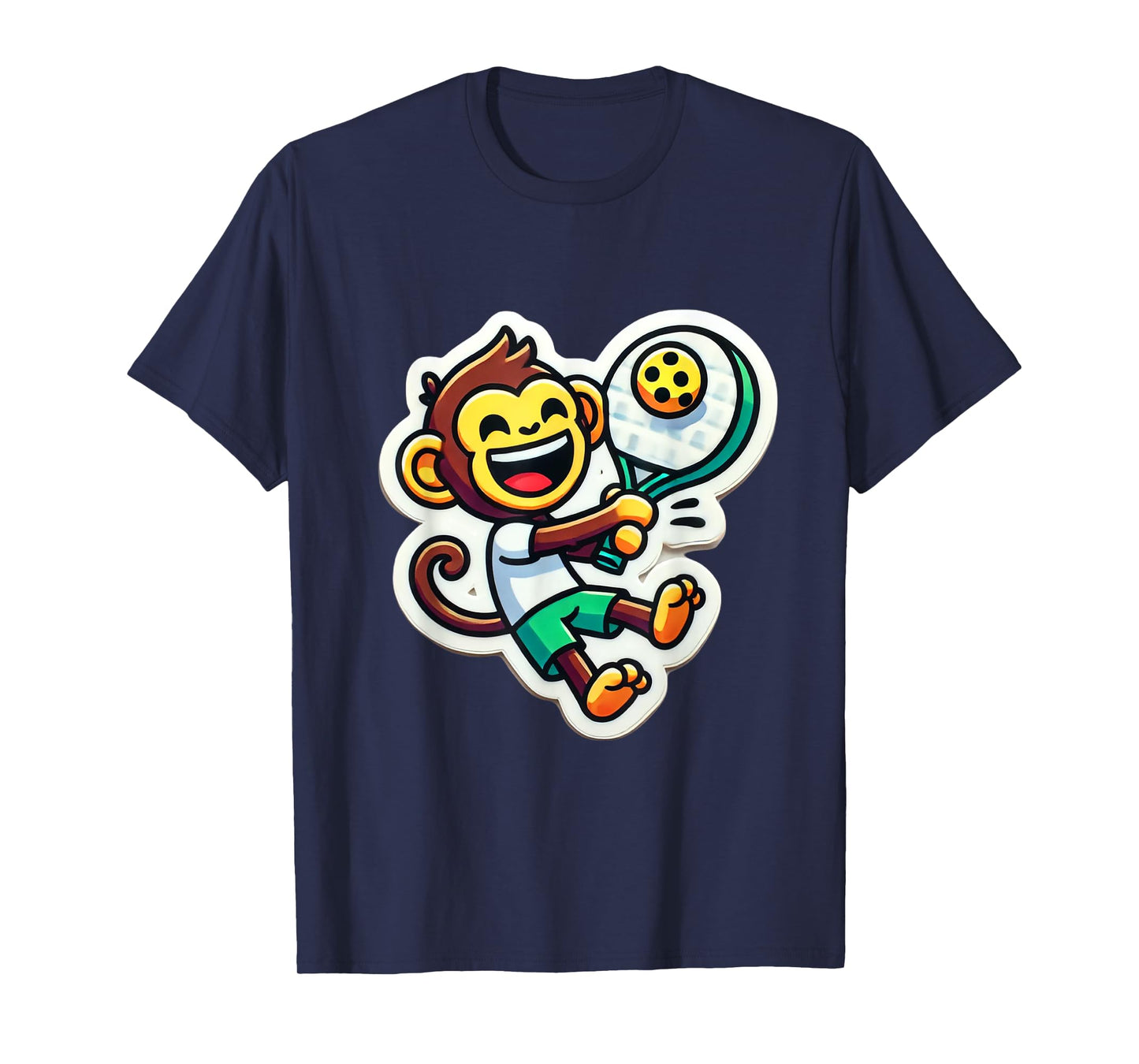 Cute Monkey Playing Pickleball Design T-Shirt