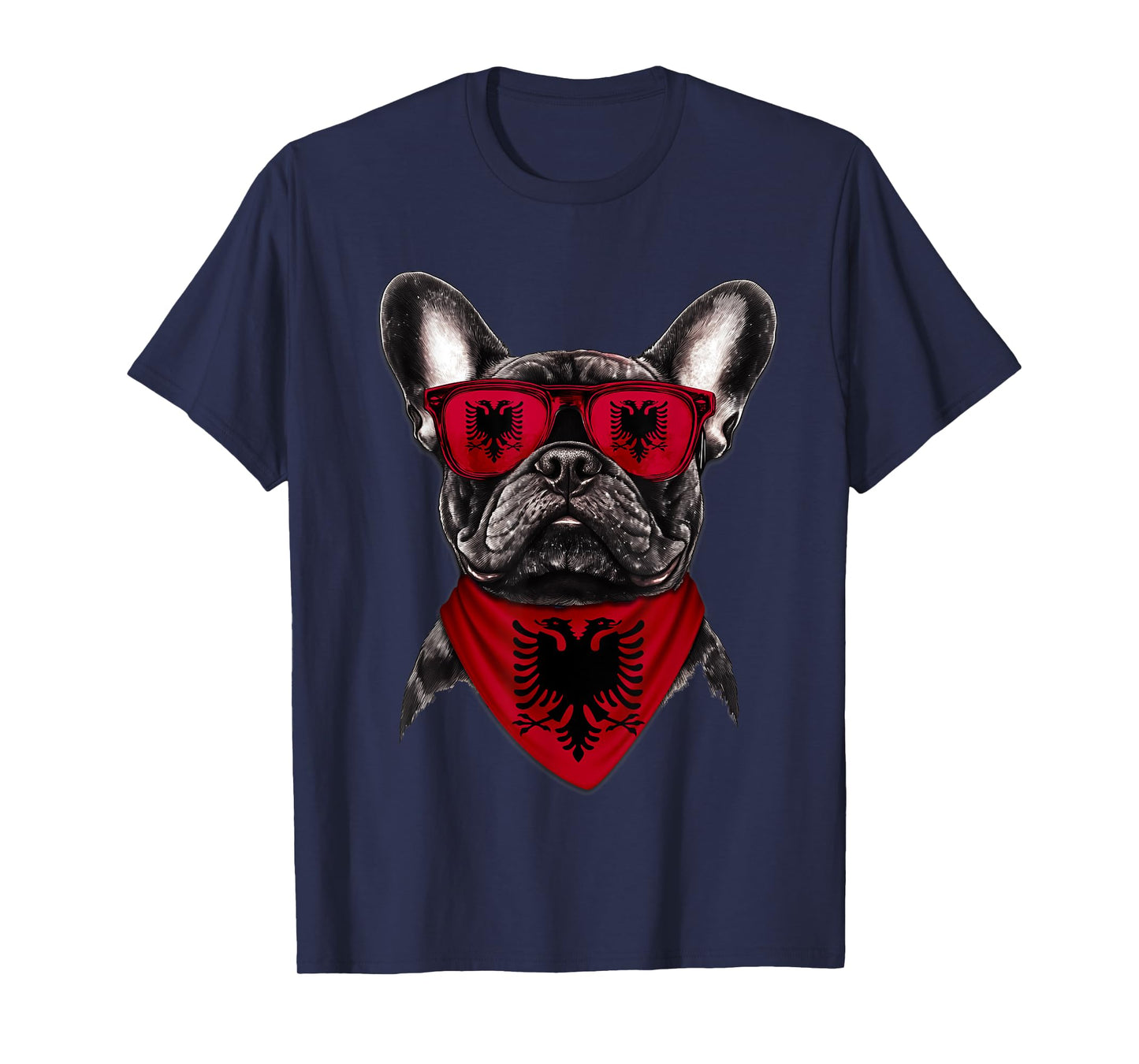 Albanian Flag American French Bulldog Heritage Albania T-Shirt for Men Women Kids
