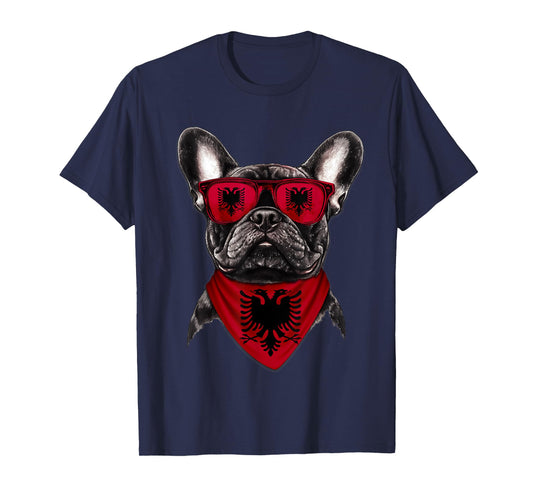 Albanian Flag American French Bulldog Heritage Albania T-Shirt for Men Women Kids