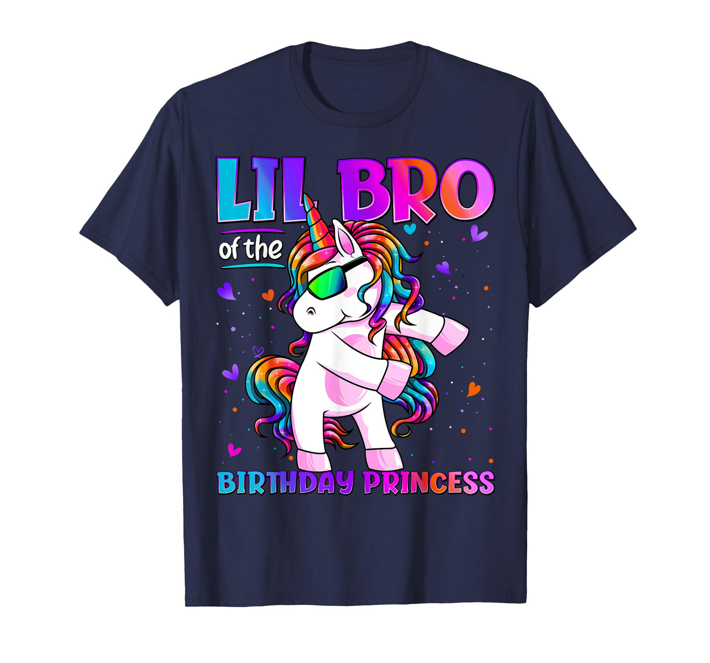 Lil Bro Of Birthday Princess Flossing Unicorn Lil Brother T-Shirt