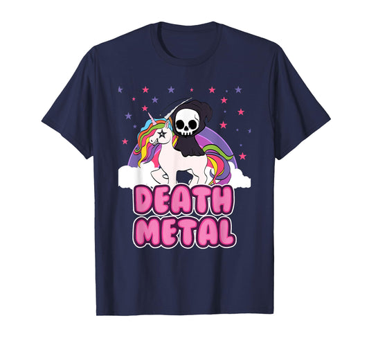 Death Metal - Unicorn Grim Reaper Rainbow Heavy Metal T-Shirt