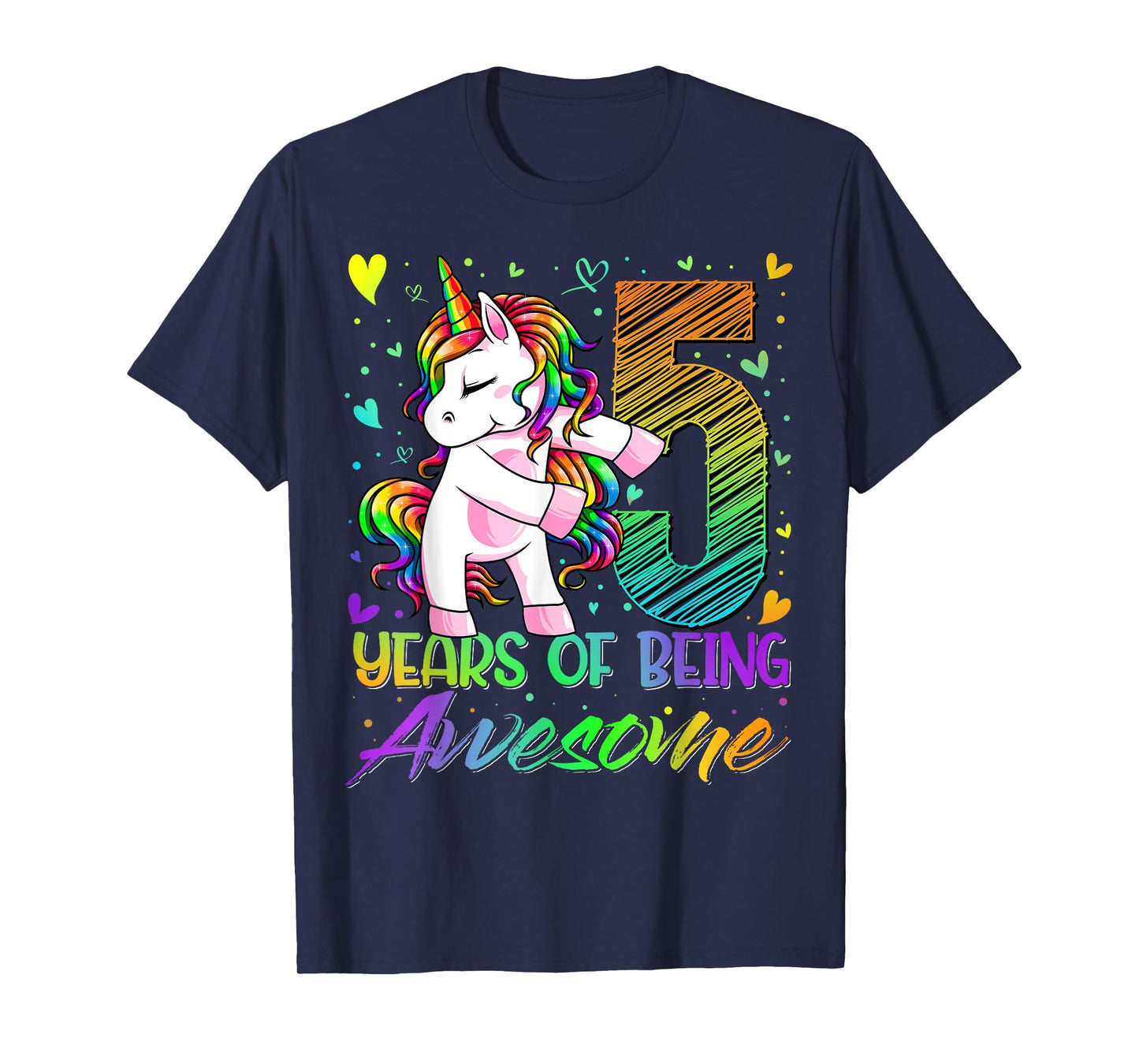 5 Year Old Gifts Unicorn Flossing 5th Birthday Girl Party T-Shirt