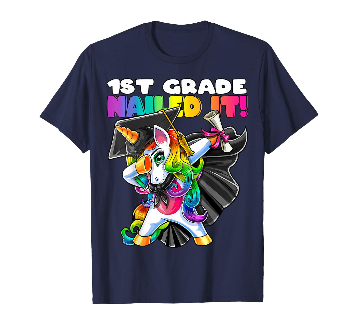 Dabbing Unicorn 1st Grade Graduation Cap Gown Gift Girls T-Shirt