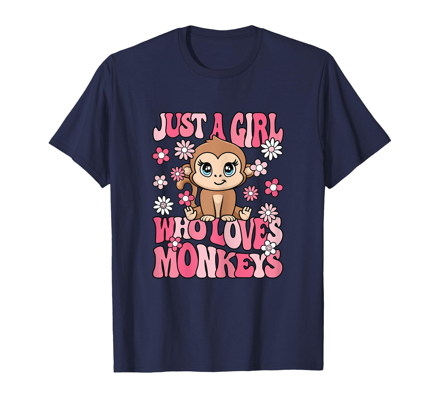 Just A Girl Who Loves Monkeys Cute Monkey Lover Girls Kids T-Shirt