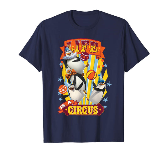 Madagascar Penguin's Life Is a Circus Tex Poster T-Shirt
