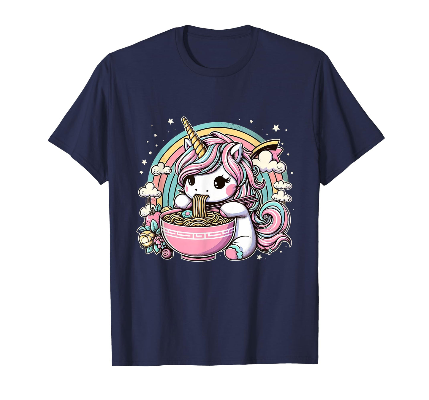 Unicorn Ramen Kawaii Neko Japanese Noodles Aesthetic T-Shirt