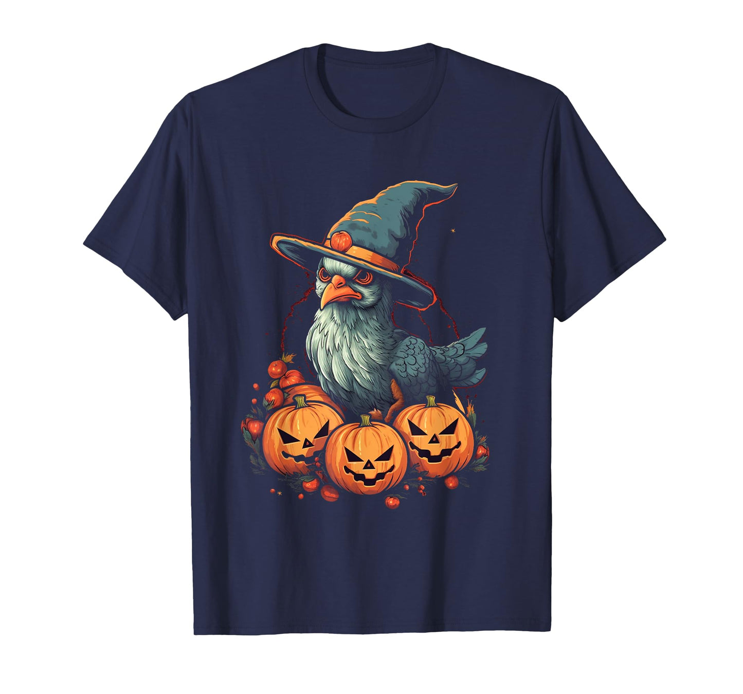 Chicken Witch Halloween Costume Farm Animal Pumpkin Farmer T-Shirt