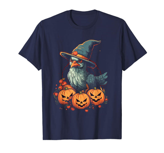 Chicken Witch Halloween Costume Farm Animal Pumpkin Farmer T-Shirt