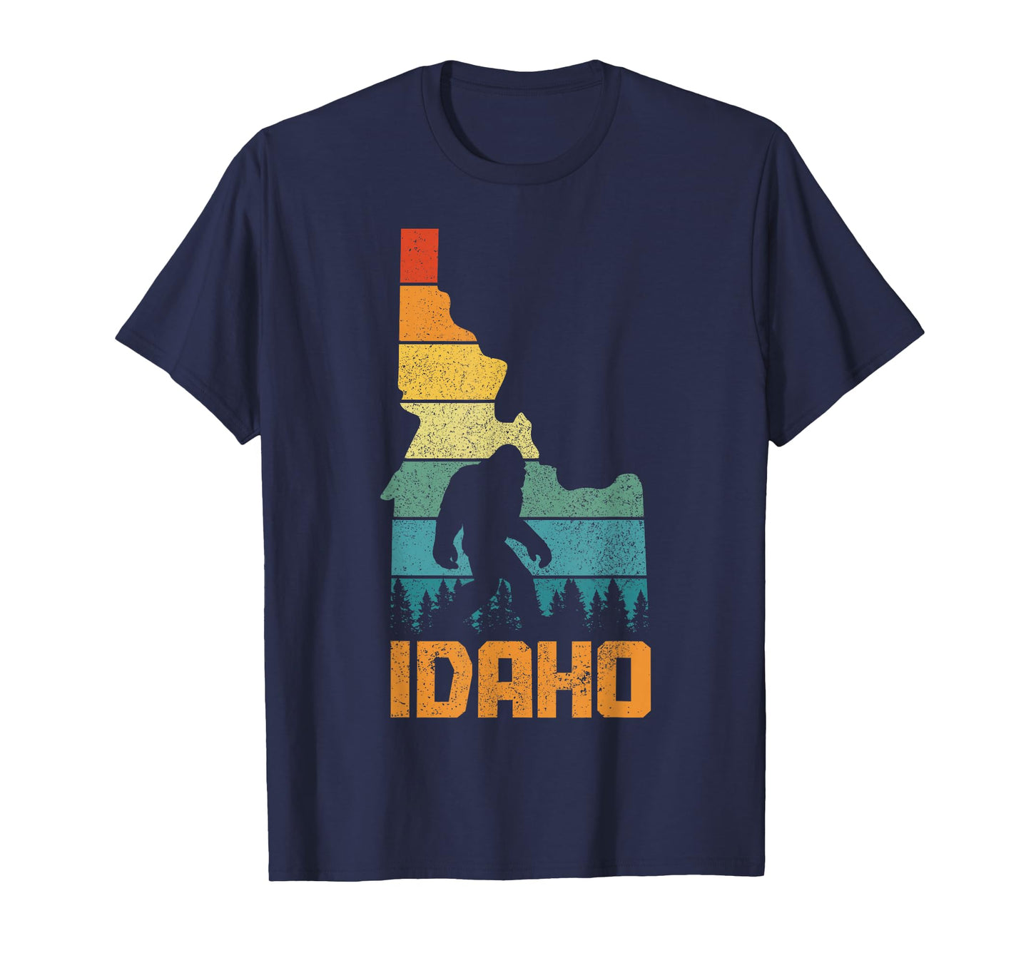 Idaho Bigfoot State Map Hunting Hunter Funny Pride Vintage T-Shirt