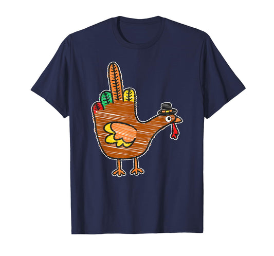 Flipping the Bird Thanksgiving Turkey Funny Drawing T-Shirt