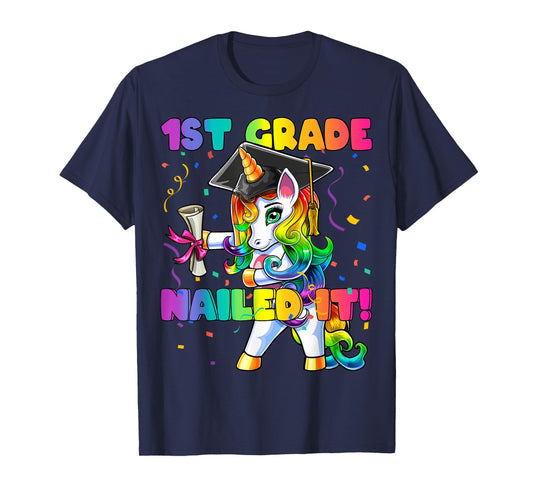 Flossing Unicorn 1st Grade Graduation Cap Diploma Gift Girls T-Shirt