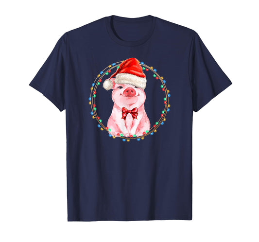 Sweet Pig with Santa Hat Pig Lover Christmas T-Shirt