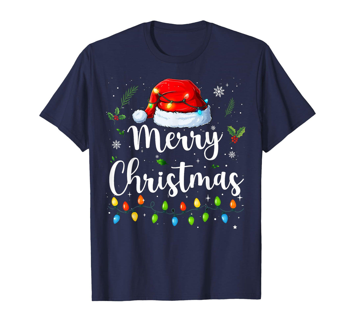 Merry Christmas Red Santa Hat Reindeer Xmas Matching Family T-Shirt