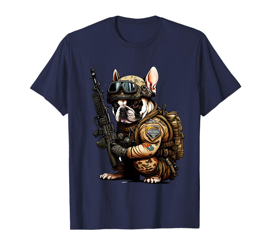 Military Bulldog Tactical Frenchie Ready For Action T-Shirt for Men Women Kids