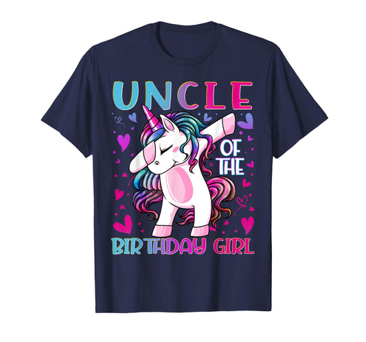 Uncle of the Birthday Girl Dabbing Unicorn Uncle Gifts T-Shirt