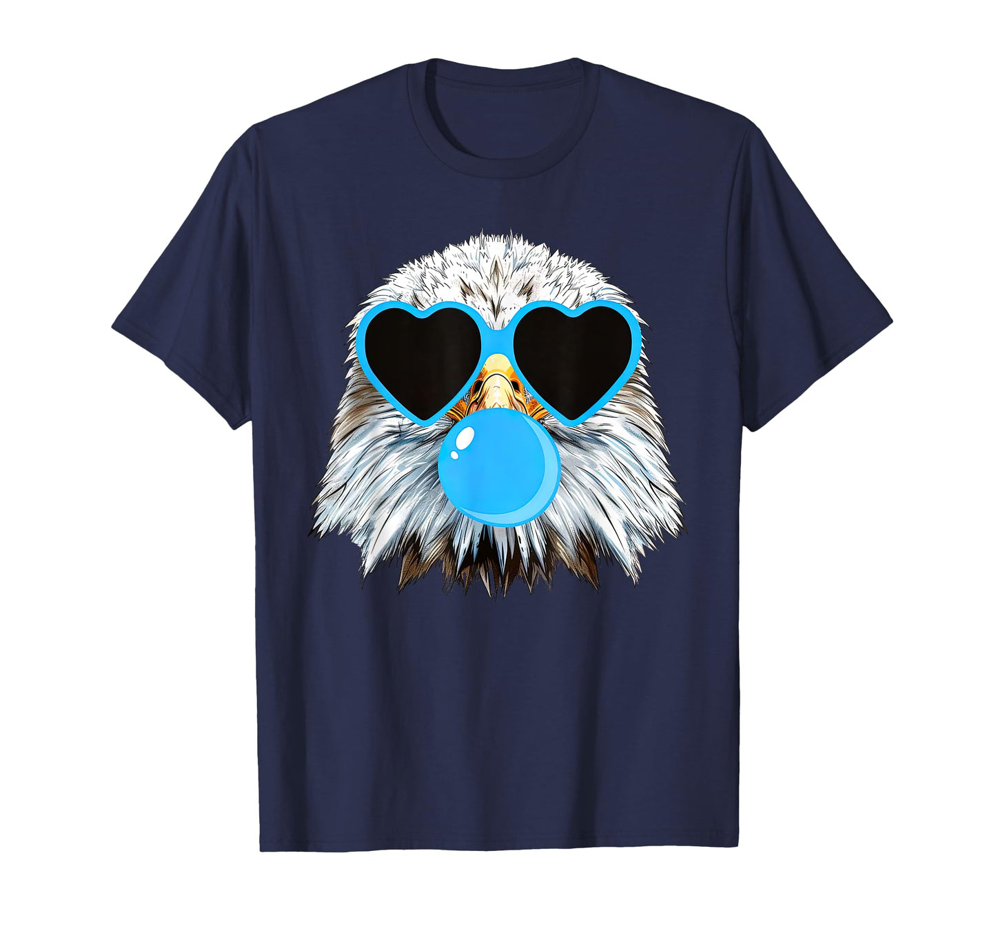 Cute Eagle Blowing Bubblegum Wearing Heart Glasses Costume T-Shirt