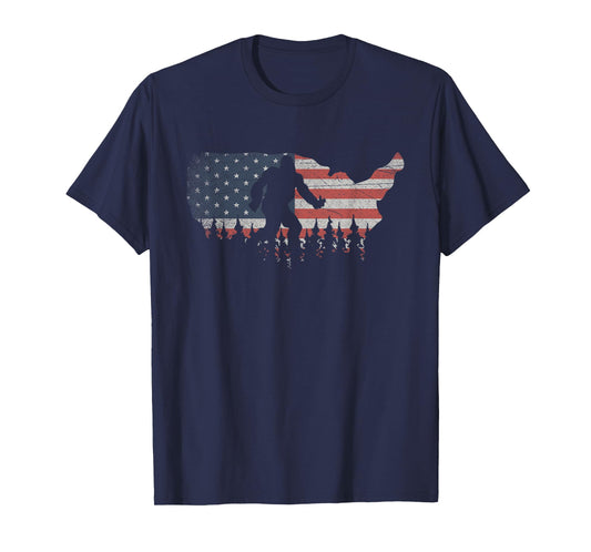 Patriotic Yeti US Flag Sasquatch Cryptozoology Gift Bigfoot T-Shirt
