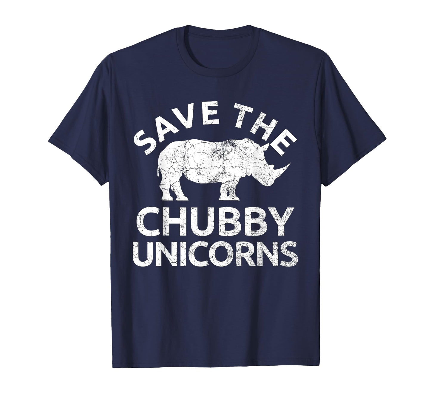 SAVE THE CHUBBY UNICORNS Shirt Rhino Distressed Top T-Shirt - Women's, Black, Small