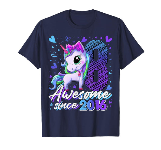 8 Years Old Flossing Unicorn Gifts 8th Birthday Girl Party T-Shirt