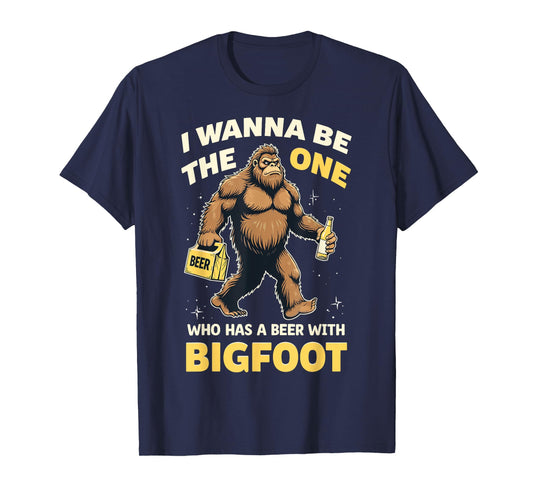 Funny Beer With Bigfoot Sasquatch Beer Lover Drinking Party T-Shirt
