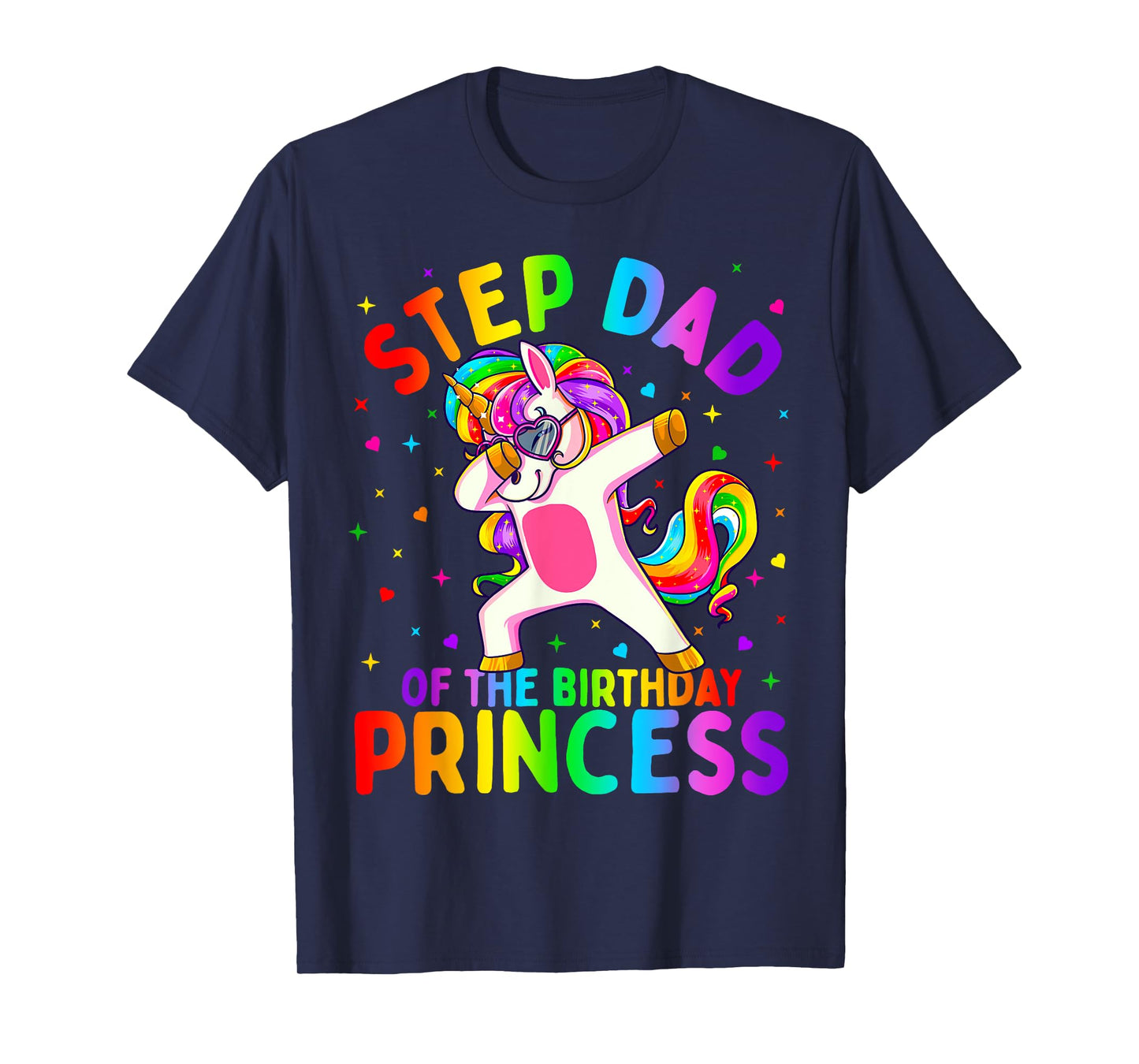 Step Dad of the Birthday Princess Girl Dabbing Unicorn T-Shirt