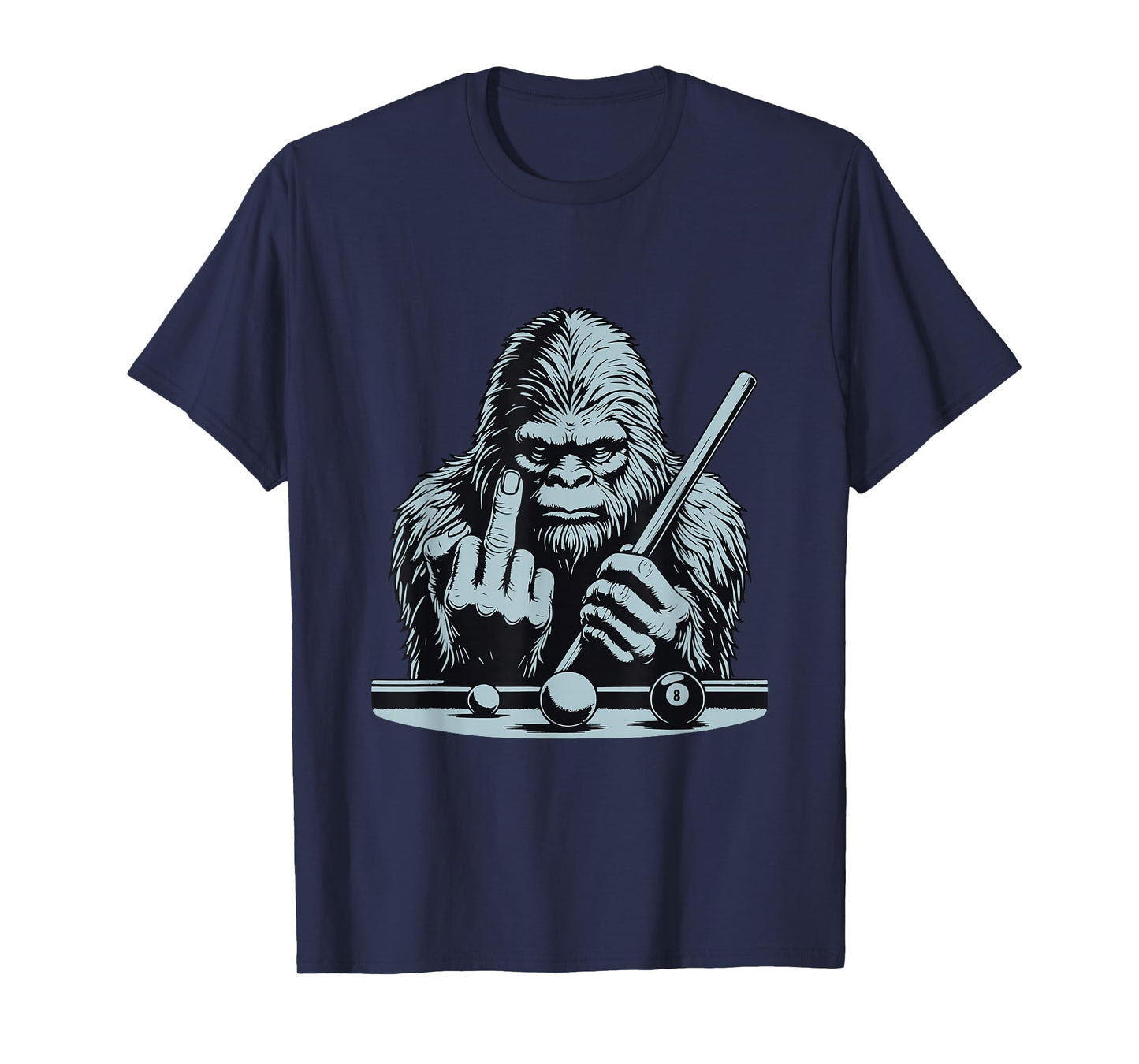 Funny Retro Bigfoot Sasquatch Billiards Bassquatch Pool T-Shirt