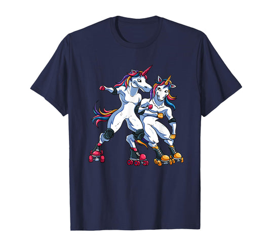Magical Rainbow Unicorn Sports Roller Derby Player For Kids T-Shirt