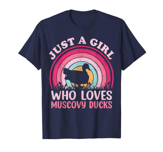 Duck Bird Vintage Retro Just A Girl Who Loves Muscovy Ducks T-Shirt
