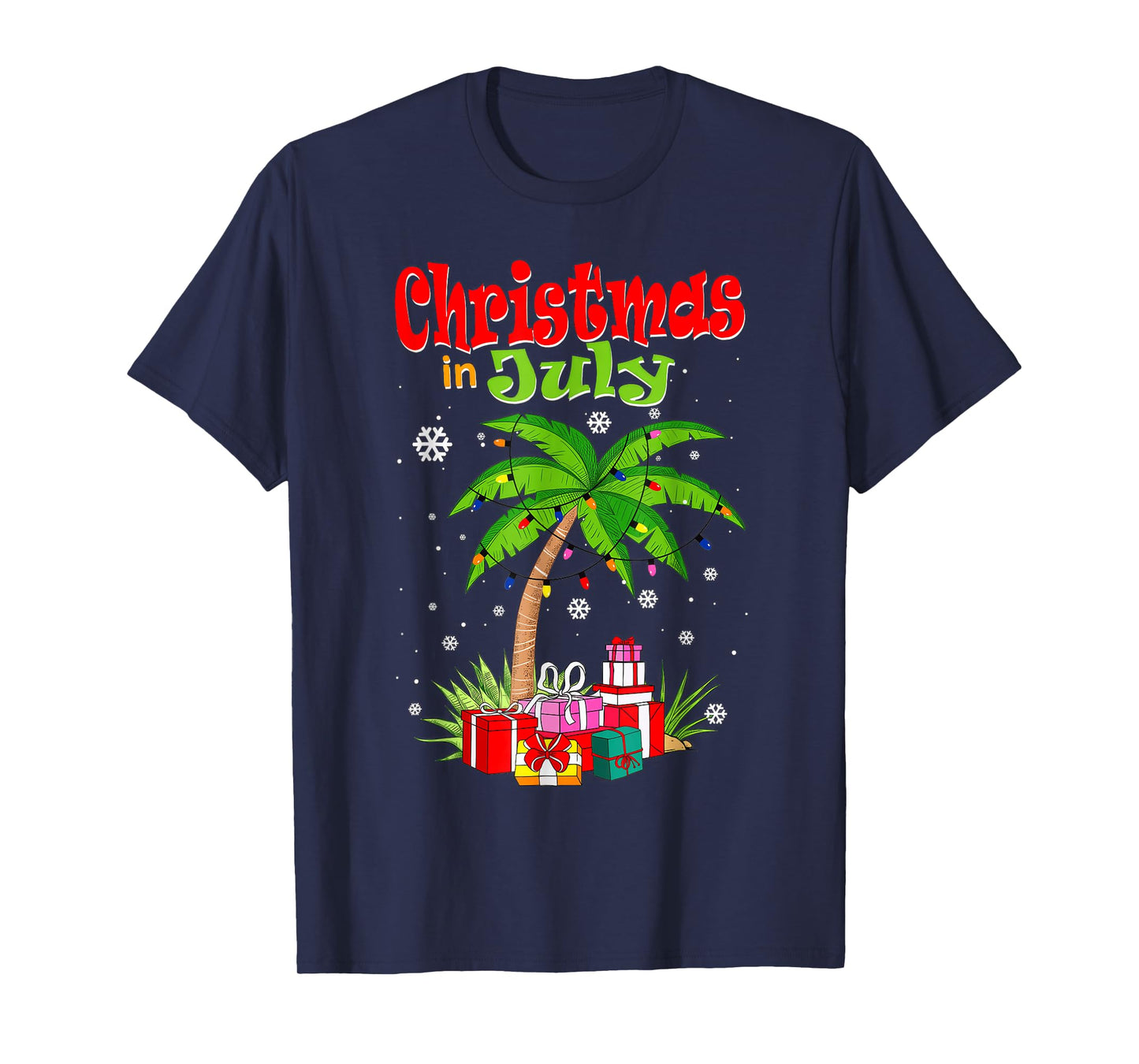 Christmas in July Palm Tree Xmas Tree Beach Summer Vacation T-Shirt